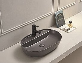 Раковина накладная CeramaLux NC 61 78325XMDH серая матовая купить в интернет-магазине Sanbest