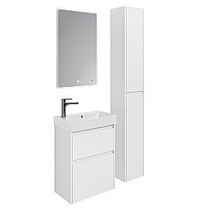 Тумба с  раковиной подвесная/напольная Dreja SLIM 55 белый глянец для ванной в интернет-магазине Sanbest