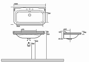 Консоль с раковиной на 1 отв. Kerasan Waldorf 4142K 100 хром для ванной в интернет-магазине сантехники Sanbest
