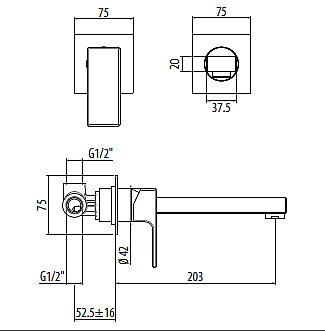 Смеситель для раковины Gattoni Kubik 2537/25C0 купить в интернет-магазине сантехники Sanbest