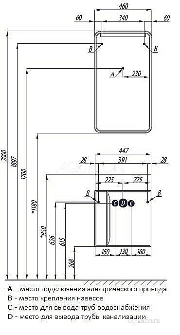 Зеркало Акватон Вита 46 белый в ванную от интернет-магазине сантехники Sanbest