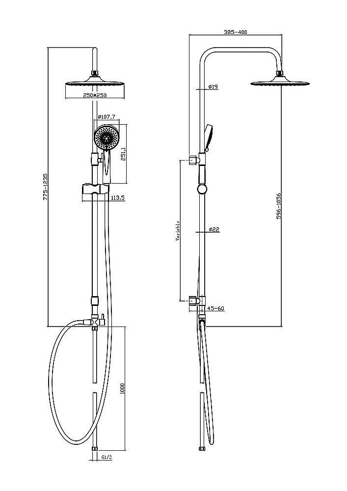 Душевая система Cersanit NENO 63477 хром купить в интернет-магазине сантехники Sanbest