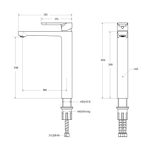 Смеситель для раковины Cezares STYLUS-LC-IN-W0 сатин купить в интернет-магазине сантехники Sanbest