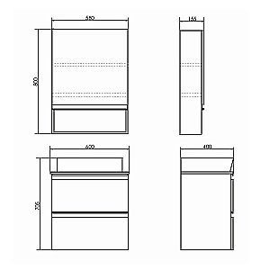 Тумба с раковиной Comforty Эдинбург 00-00005700 60 бетон светлый для ванной в интернет-магазине Sanbest