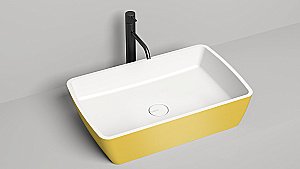 Раковина накладная Salini GLORIA 11 1102212MRH 65 из искусственного камня S-Stone, белая матовая, цвет по RAL снаружи купить в интернет-магазине Sanbest