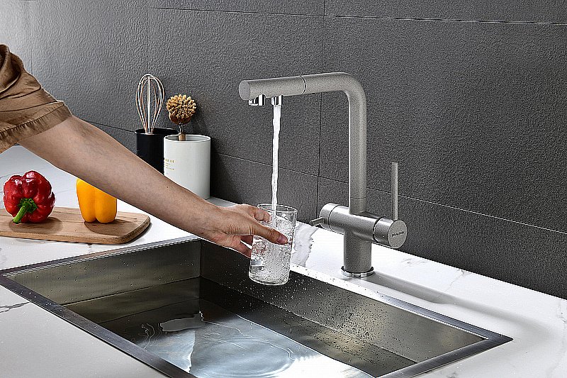 Смеситель для кухни Paulmark Serpentine Se213222-DG графит купить в интернет-магазине сантехники Sanbest