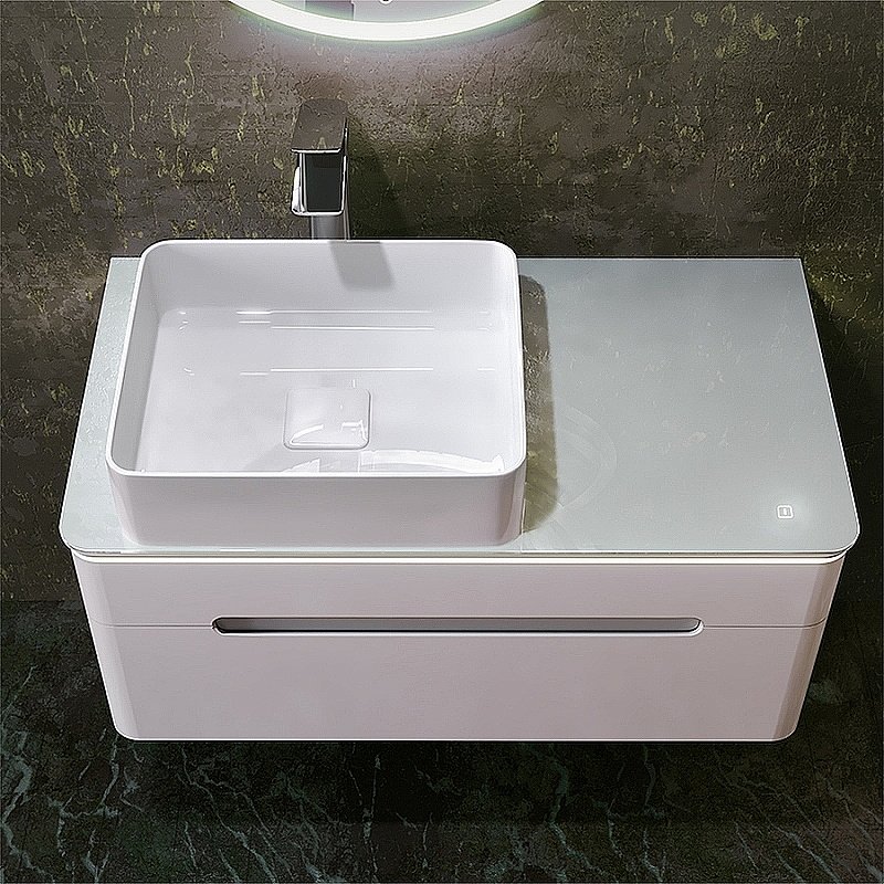 Тумба с раковиной Jorno Shine 90 белая для ванной в интернет-магазине Sanbest