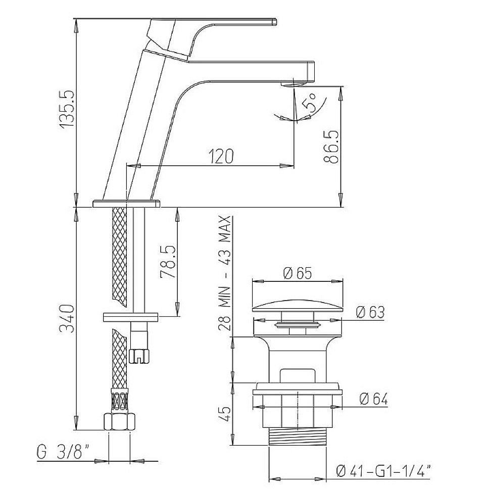 Смеситель для раковины PAINI Atacama WWCR211ESRKM хром купить в интернет-магазине сантехники Sanbest