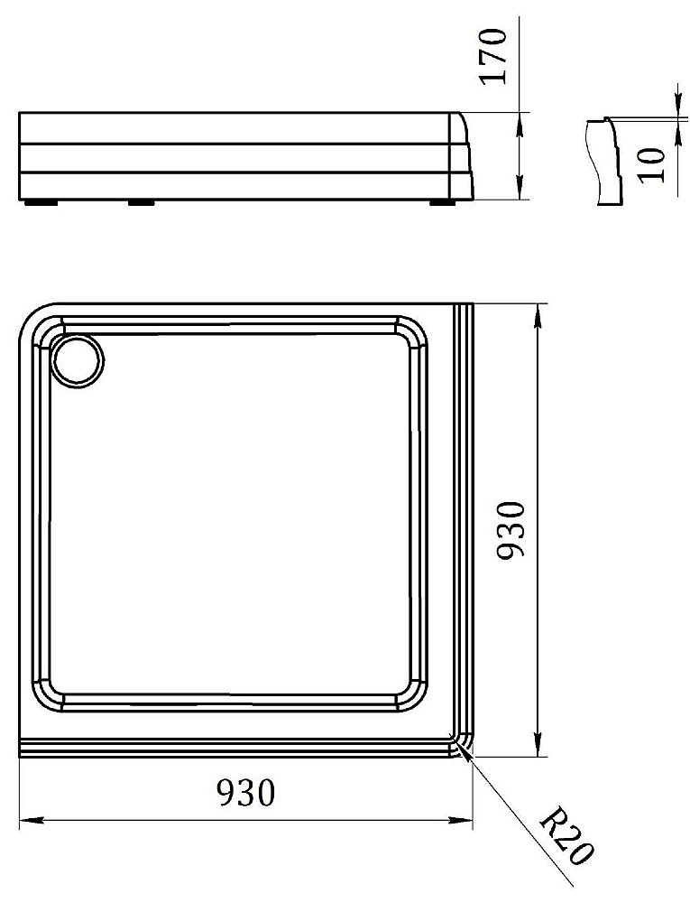 Душевой поддон Радомир 1-11-0-0-0-144 93х93 белый купить в интернет-магазине Sanbest