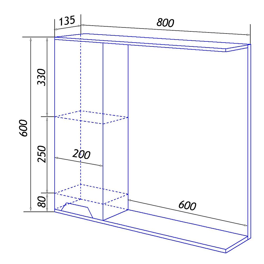 Зеркало со шкафом Loranto Florena 80 светлый бетон в ванную от интернет-магазине сантехники Sanbest