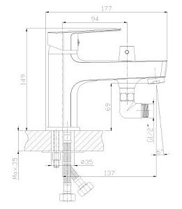 Смеситель для ванны Rossinka S S35-38 купить в интернет-магазине сантехники Sanbest