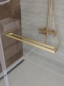 Душевая дверь Cezares LUX 120 B-FS-11-120-C-BORO стекло прозрачное/профиль брашированное золото купить в интернет-магазине Sanbest