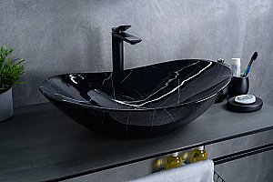 Раковина накладная Gid Lago 61 Bs9811 54467 черный мрамор купить в интернет-магазине Sanbest