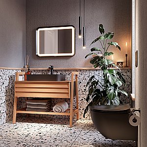 Тумба с раковиной Creavit Truva 100 TR0100.01.ANM+UL060-00AM00E-00 светлое дерево для ванной в интернет-магазине Sanbest