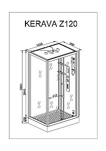 Душевая кабина DTO Серия Z Z120 KERAVA с паром 120x90 купить в интернет-магазине Sanbest