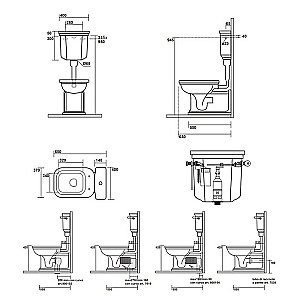Унитаз напольный Kerasan Waldorf 4116 c низким бачком 4182 Белый/кнопка хром купить в интернет-магазине Sanbest