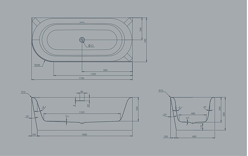 Акриловая ванна Knief Fresh 180x80 0100-233/0100-232 белая купить в интернет-магазине Sanbest