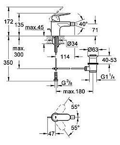 Смеситель для биде Grohe DN 15 Eurosmart Cosmopolitan 32839 000 купить в интернет-магазине сантехники Sanbest