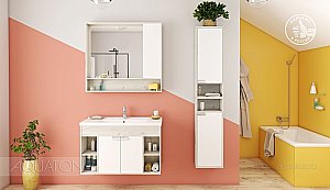 Тумба с раковиной Акватон Флай 100 белый/дуб крафт для ванной в интернет-магазине Sanbest