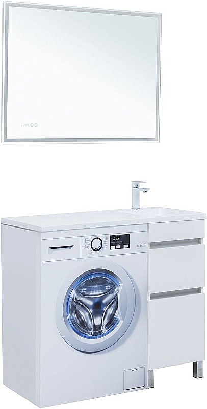 Тумба с раковиной Aquanet Вега 100 329122 белая для ванной в интернет-магазине Sanbest