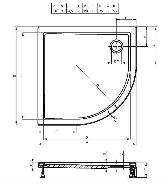 Душевой поддон Riho Davos 281 90x90 D002019005 белый купить в интернет-магазине Sanbest