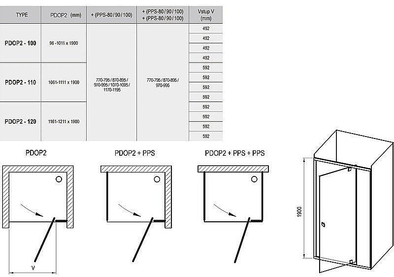 Душевой уголок Ravak Pivot PDOP2 + PPS 80x100 черный купить в интернет-магазине Sanbest