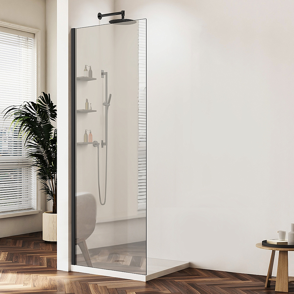 Душевая перегородка Vincea Walk-In VSW-1HWS900MRB 90 профиль черный матовый/стекло зеркальное купить в интернет-магазине Sanbest