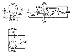 Унитаз подвесной Roca The Gap 893105000 безободковый, с инсталляцией, с крышкой микролифт купить в интернет-магазине Sanbest