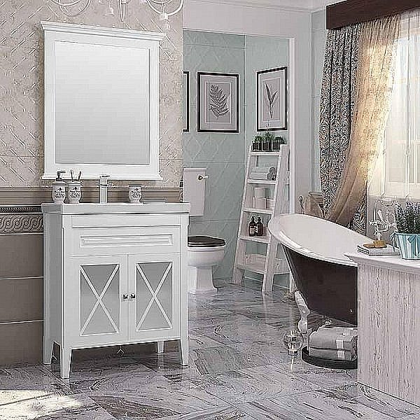 Тумба с раковиной Опадирис Палермо 80 белая матовая для ванной в интернет-магазине Sanbest