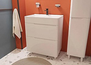 Тумба с раковиной Эстет Kare Luxe 70 напольная 2 ящика/любой цвет тумбы и раковины с блестками под заказ для ванной в интернет-магазине Sanbest