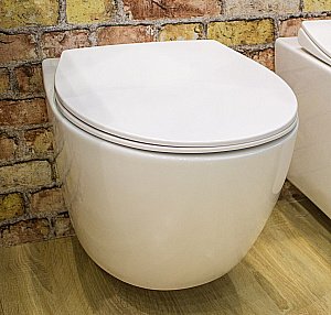 Унитаз подвесной Art&Max Elegant AM9316CHR/SC белый, с сиденьем микролифт, безободковый купить в интернет-магазине Sanbest