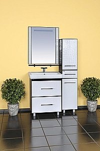 Пенал напольный Misty Гранд Lux Croco 35 бело-черный для ванной в интернет-магазине сантехники Sanbest