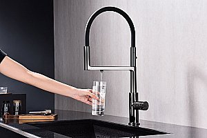 Смеситель для кухни Paulmark Tornado To213402-GB черный глянцевый купить в интернет-магазине сантехники Sanbest