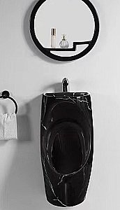 Писсуар подвесной с раковиной CeramaLux N X573B-P черный глянец купить в интернет-магазине Sanbest