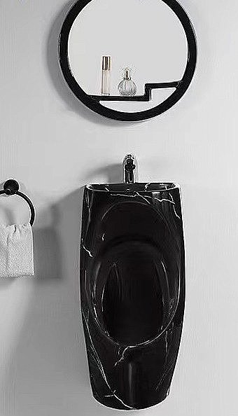 Писсуар подвесной с раковиной CeramaLux N X573B-P черный глянец купить в интернет-магазине Sanbest