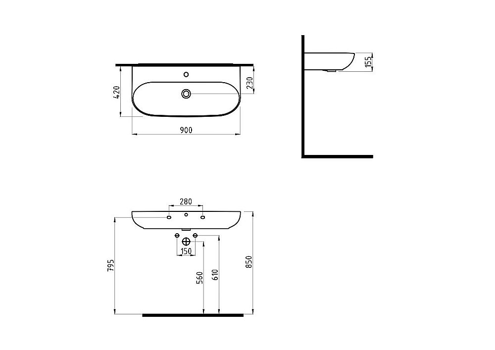Раковина Bien Vokha 90 MDLS09001FD1B7000 черная матовая купить в интернет-магазине Sanbest