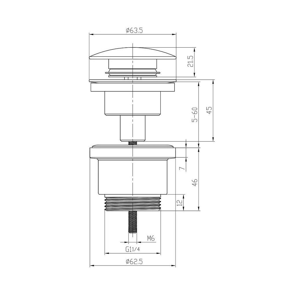 Донный клапан Lemark Click-Clack LM8500BL купить в интернет-магазине сантехники Sanbest