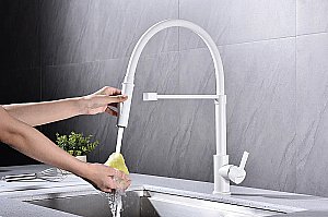 Смеситель для кухни Paulmark Halt Ha214021-WH белый матовый купить в интернет-магазине сантехники Sanbest