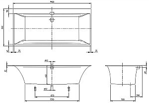 Ванна квариловая Villeroy&Boch Squaro Edge 12 UBQ190SQE2DV-01 190х90 альпийский белый купить в интернет-магазине Sanbest