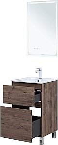 Тумба с раковиной Aquanet Алвита new 50 344126+303190 дуб веллингтон табак для ванной в интернет-магазине Sanbest