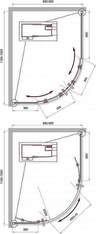 Душевой уголок BelBagno Uno-195 RH-2 120х90 купить в интернет-магазине Sanbest