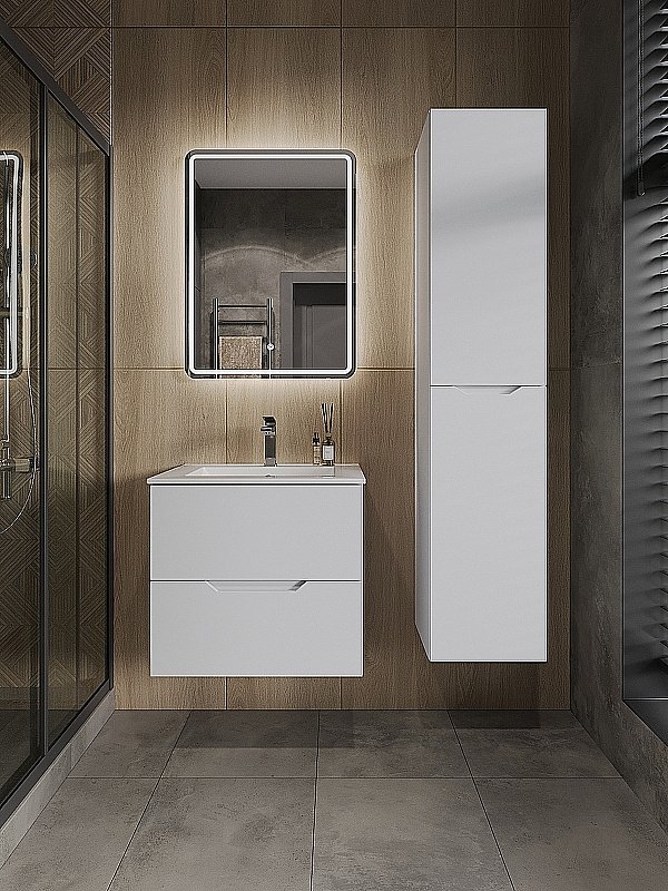 Пенал подвесной Orange Line Li-35Puw белый матовый для ванной в интернет-магазине сантехники Sanbest