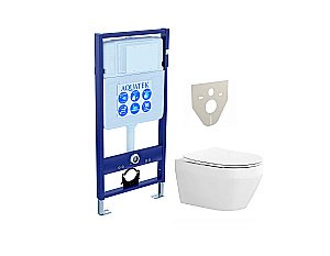 Унитаз с инсталляцией Aquatek Лея SET AQUATEK ЛЕЯ белый, с крышкой микролифт, безободковый купить в интернет-магазине Sanbest