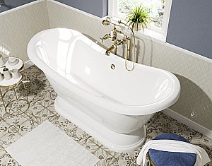 Ванна Эстет Бостон silk 180x74 на подиуме, белая матовая купить в интернет-магазине Sanbest