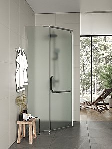 Душевой уголок Agger A03-090MCR/G 90х90 стекло матовое/профиль хром купить в интернет-магазине Sanbest