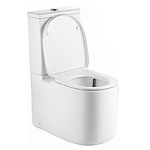 Напольный унитаз-компакт Black&White Gravity 7780WX безободковый, слив-торнадо, с крышкой микролифт, с бачком, белый глянцевый купить в интернет-магазине Sanbest