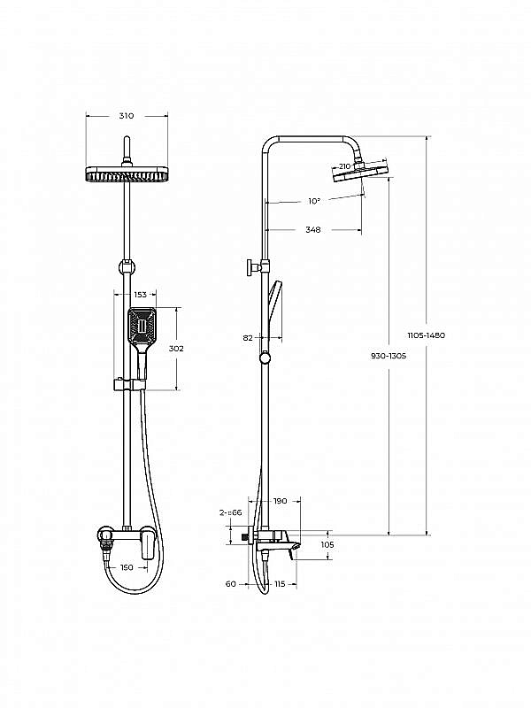 Душевая система BelBagno Due DUE-VSCM-CRM хром купить в интернет-магазине сантехники Sanbest