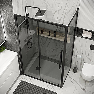 Душевой уголок Grossman Cosmo 130х100 120.K33.02.1310.21.10 стекло тонированное/профиль черный матовый купить в интернет-магазине Sanbest