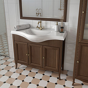 Тумба с раковиной Caprigo Lion 105 три двери, античный орех для ванной в интернет-магазине Sanbest