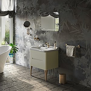 Тумба с раковиной Kerasan Waldorf 80 с 1 отверстием, ваниль матовая для ванной в интернет-магазине Sanbest